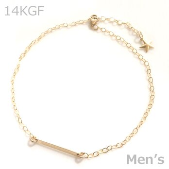 送料無料 14kgf goldfilled bar anklet-star-Men's メンズ バー アンクレット スターの画像