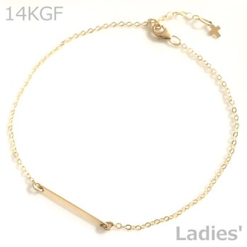 送料無料 14kgf goldfilled bar anklet-cross レディース バー アンクレット クロス 十字架の画像