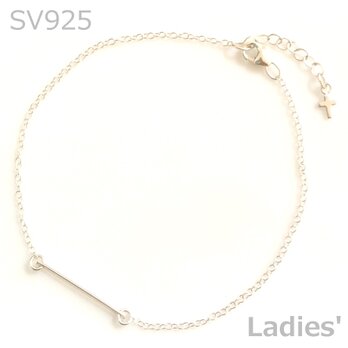 送料無料 SV925 Silver bar anklet-cross レディース シルバー バー アンクレット クロスの画像