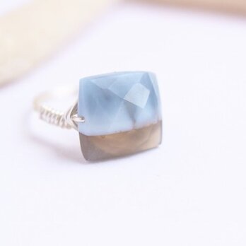 希少！ストライプブルーオパール　Wire　Ring