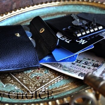 イタリアンオイルレザーアリゾナ・コンパクトキー財布（黒）の画像