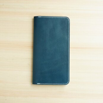 牛革 iPhone8Plus/7plus ヌメ革 レザーケース カバー    手帳型  ネイビーカラーの画像