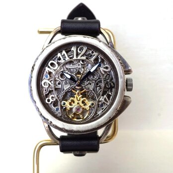 アラベスク　AT　シルバー　ブラック　手作り腕時計の画像