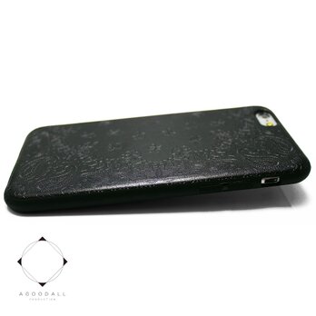 iphone6plus / iphone6splusケース 特殊エンボス加工 レザーケースカバー（ペイズリー×ブラック）の画像