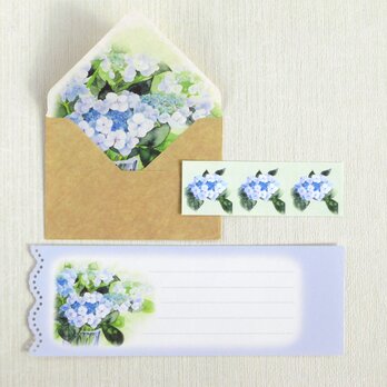 額紫陽花のクラフトミニ封筒＆メッセージカードの画像