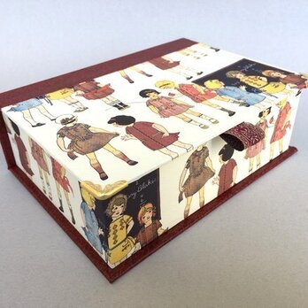 ハガキが入るサイズのブック型BOX（retro girl)の画像