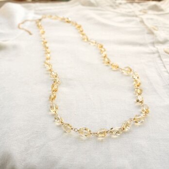 Faceted Citrine Long necklace w/ 14KGF  シトリンのロングネックレスの画像