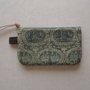 ポーチ L / ヴィンテージ 帯　麻　鳥　緑