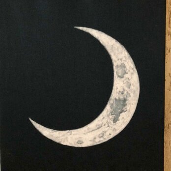 星月猫★アート「三日月」絵画 複製画 　F3　木製パネル貼り27.3cmｘ22cm　厚み２㎝　「007」の画像