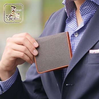 【壺渋×イタリアンレザー】柿渋染「二つ折り財布 BOX型小銭入れ付き」 KSV-009_kの画像