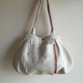 Linen・リネン・ショルダーBAG ・natural color・の画像