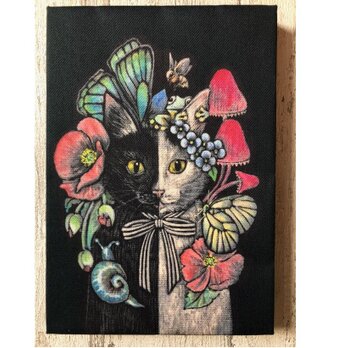 星月猫★アート「キメラ」絵画　SM 複製画 木製パネル貼り「011」アートフェス入選作品の画像