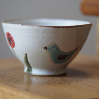 鳥と花のお茶碗　の画像