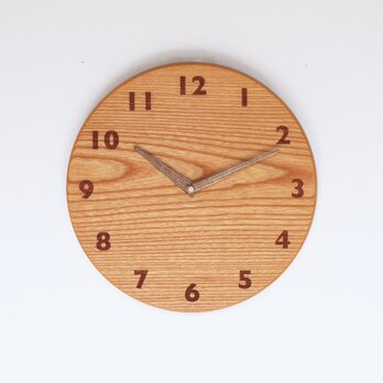 木製 大きめの掛け時計 丸型 けやき材59の画像