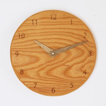 木製 掛け時計 丸 ケヤキ材29の画像