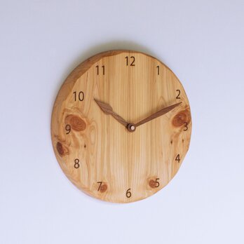 木製 掛け時計 丸型 ヒノキ材7の画像