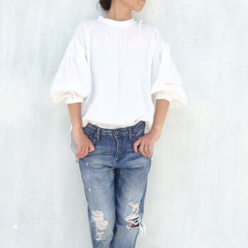 リネンハイネックプルオーバー（ホワイト）