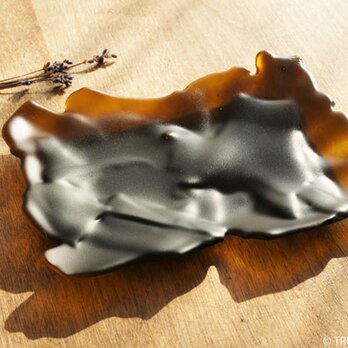 ガラスのトレイ - 「茶色のガラス」 ● 18x14 (cm) ●茶色・艶消しの画像