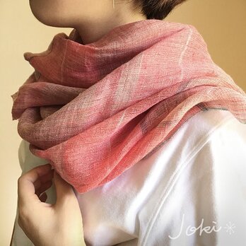 shawl[手織りリネンショール]　あかねの画像