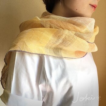 shawl[手織りリネンショール]　黄×橙の画像