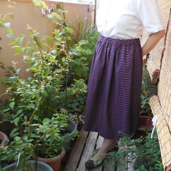 セール！久留米絣のスカート（紫）の画像