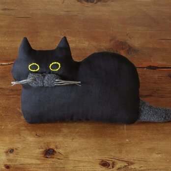 再々販 >> " Stickitten" kitten loaf ブラック（ヘリンボーン）の画像