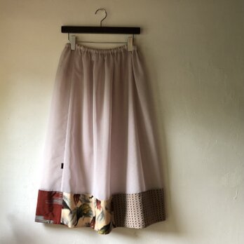 銘仙ペチコート069ピンクベージュ　オーバースカート　アンダースカート　シースルー　透け感の画像