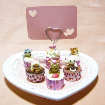 にゃんこのしっぽ○カップケーキのメモスタンド（大）○ミニチュア○猫