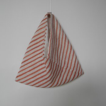 手織り布の三角袋／白・朱赤の画像