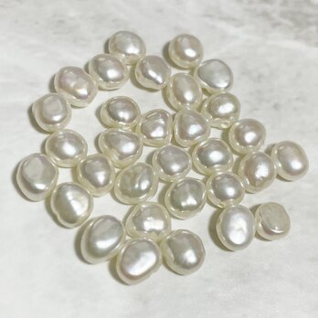 高品質 淡水パール 10粒 小粒 4.0~5.5mm*4.5~6.0mm 真珠 ベビー バロック フラット ボタンの画像