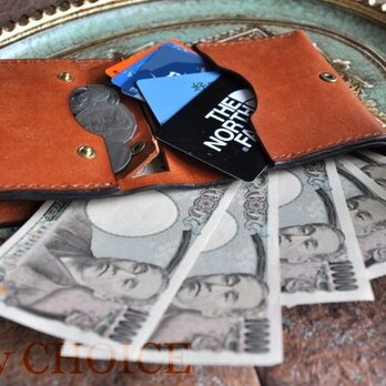 イタリアンレザー・革新のプエブロ・コンパクト２つ折り財布（コニャック）の画像