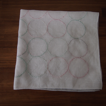 刺し子の花ふきん　丸紋