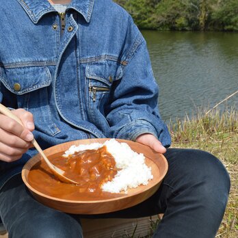 【人気です※アウトドアにも】カレーが美味しい桜の丸皿　cherry round platter　サクラ 大平皿　0051の画像