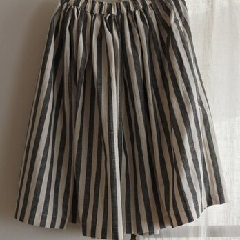 Sale!7800→5800　送料込 綿麻ギャザースカート ネイビーストライプの画像