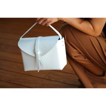 2way leather box bag / 2way レザーボックスバッグ #whiteの画像