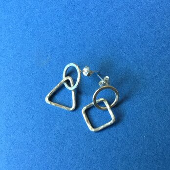 シルバーの丸・三角、丸・四角ピアス