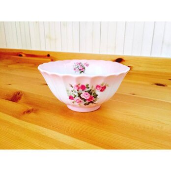 陶器 薔薇のご飯茶碗ピンク茶わん ローズ食器ボール和食器の画像