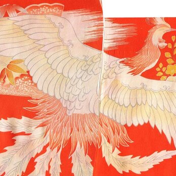 c0036a　牡丹紋様錦紗縮緬ハギレ140cm×2枚☆古布・古裂/絞り/錦紗ちりめん/正絹/人絹/モスリン