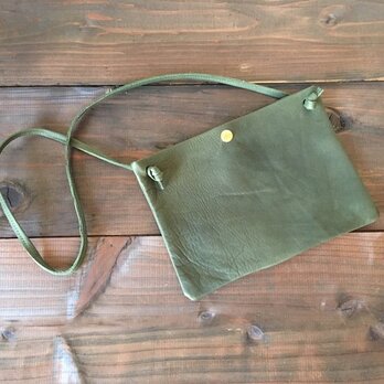 牛革 グリーン サコッシュ ショルダーバッグ