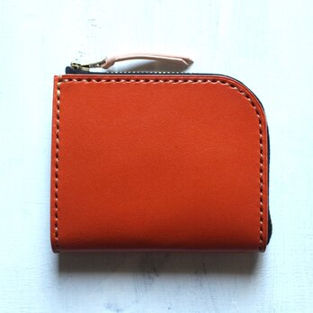【受注生産品】L字ファスナー小さい財布 ～栃木アニリンオレンジ×栃木ヌメ～の画像