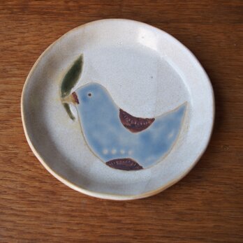 水色の鳥の小皿の画像