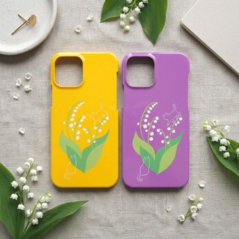 iPhoneプラケース【幸福の花・鈴蘭と猫】