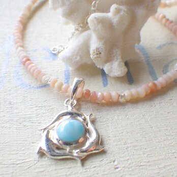 Larimar Dolphin Pink Opal Necklace ✴︎sv925✴︎の画像