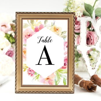 【5枚セット】Feminine Floral テーブルナンバー 結婚式の画像