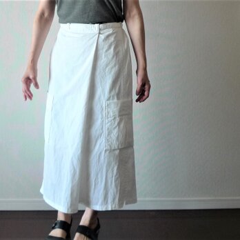 ワークロングスカート　ホワイト　スカート丈セミオーダーの画像