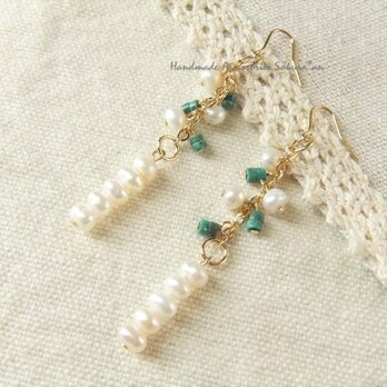Pierces or Earrings  ターコイズ　淡水パール（P0816）の画像