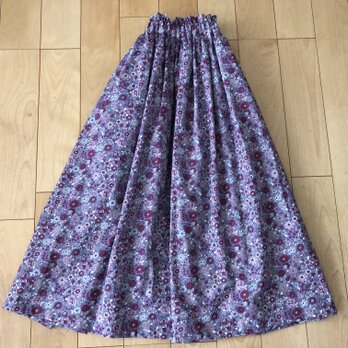 綿ローン小花柄スカート（パープル地）