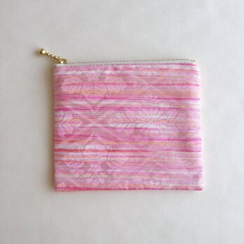 絹手染ポーチ（11cm×12.5cm 横・ピンク系）の画像
