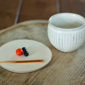 白釉陶器のお茶セット（鎬）の画像