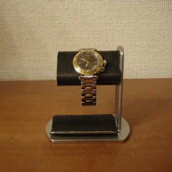 プレゼントに　腕時計スタンド　プラスドライバーでだ円パイプの角度を変えられるブラック腕時計スタンド　トレイ付き 　N13221の画像